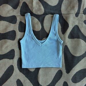 Pull & Bear Blue Ribbed Crop Top